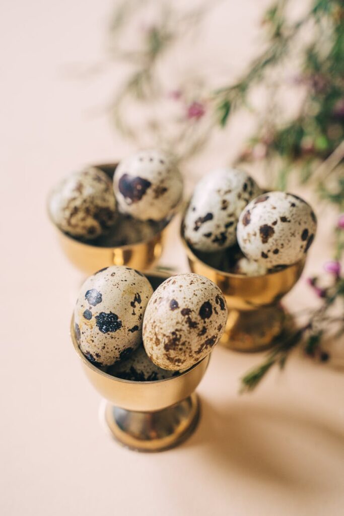 quail eggs in egg cups